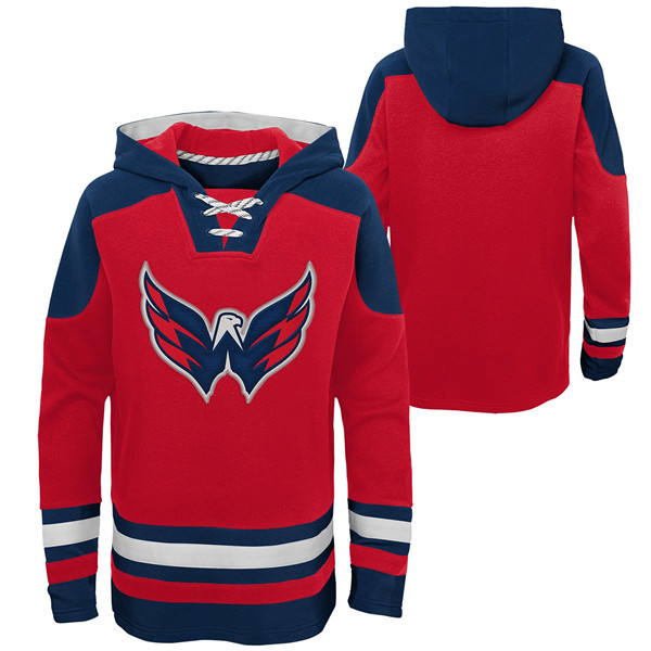 Men's Washington Capitals Blank Red Ageless Must-Have Lace-Up Pullover Hoodie